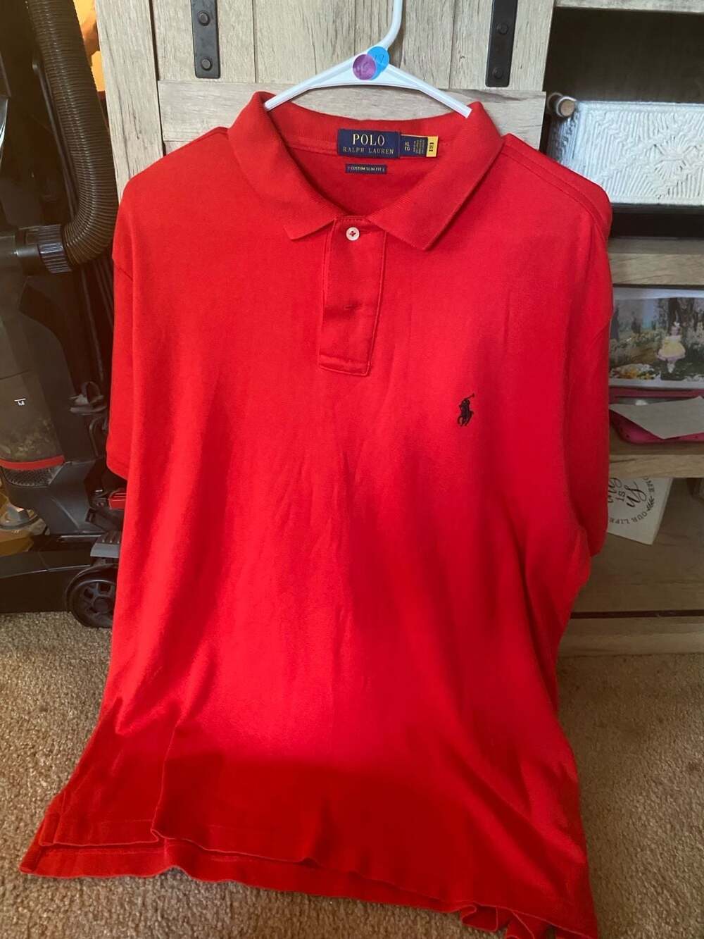 Polo Ralph Lauren Knit Short Sleeve Shirt - XL - Red Solid w/ Black Pony Custom